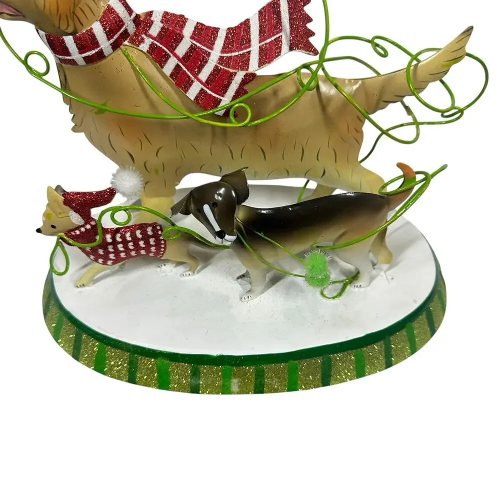 Pier 1 Christmas Metal Dog Figurine Wine Charm Holder‎ NO WINE CHARMS 8.5